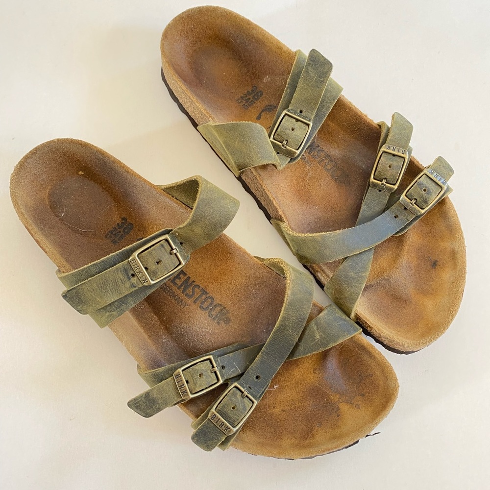 Birkenstocks women’s 38 Franca Green Sandals Shoes leather